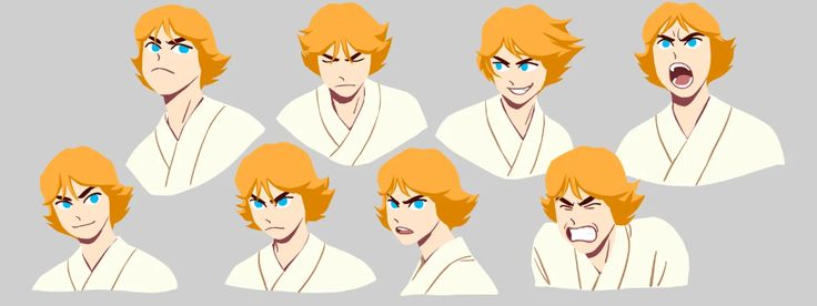 an animation character with different facial expressions