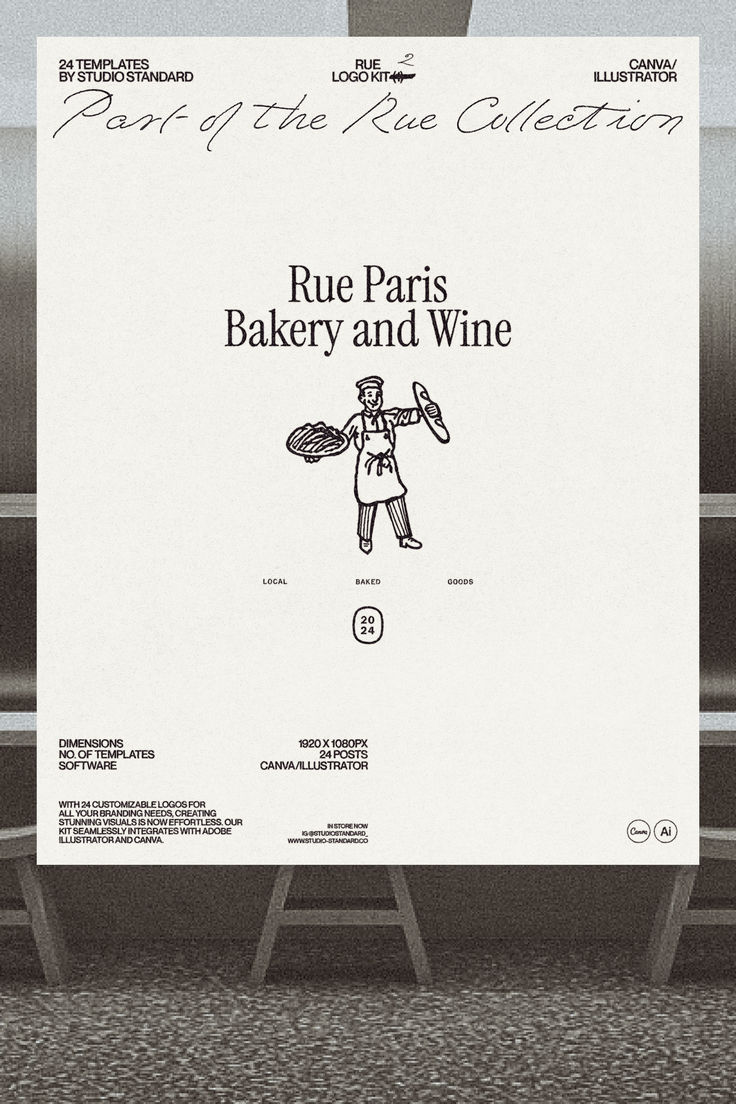 an advertisement for rue paris's bakery and wine