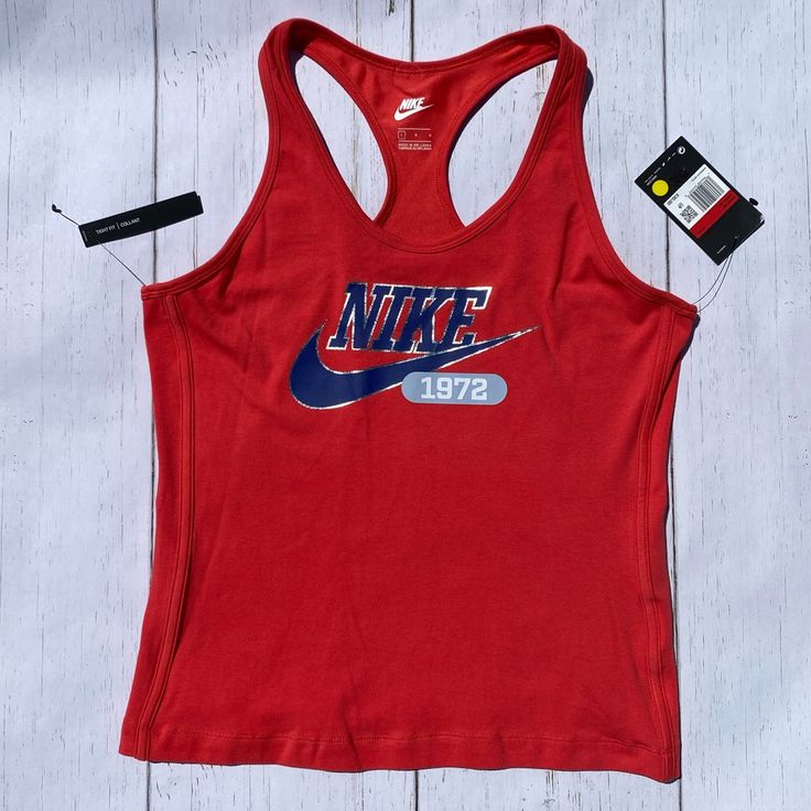 Nike Tank Size Large - New! With Tags Smoke Free Home Don’t Forget To Bundle Trendy Red Workout Top, Trendy Red Top For Workout, Nike Casual Racerback Top, Red Racerback Casual Top, Casual Red Racerback Top, Vintage Nike Shirt, Nike Running Shirt, Peach Tank Top, Outfits 2000s