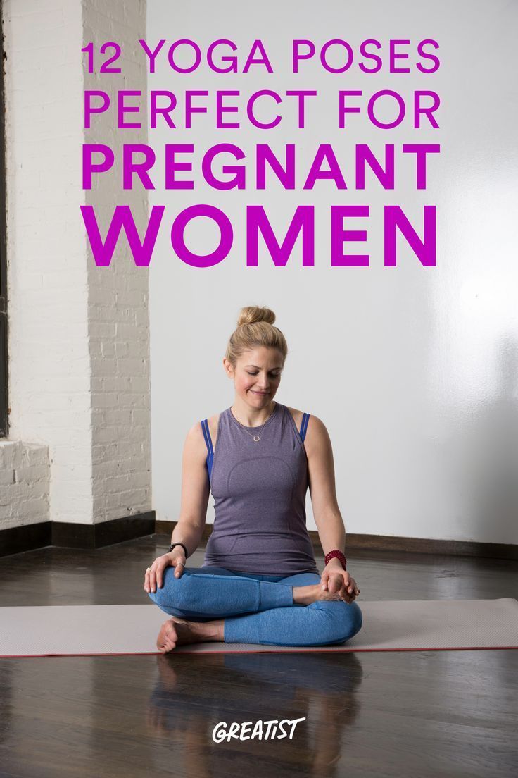 a woman sitting in a yoga pose with the words, 12 yoga poses perfect for pregnant women