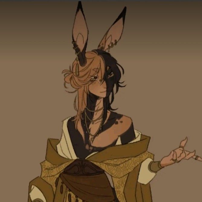 an anime character with long hair and bunny ears