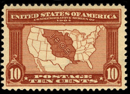 an old postage stamp with the united states of america in red and brown on it