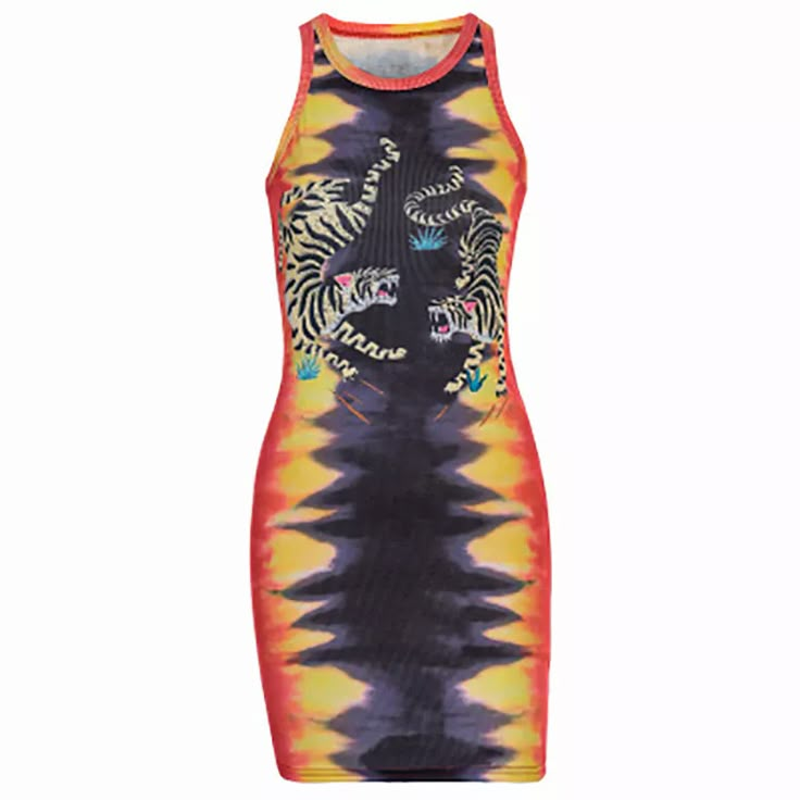 Punk Tie, Tiger Print Dress, Aesthetic 2000s, Bodycon Party Dress, Women Bodycon Dress, E Girl, Mini Dress Fashion, Bodycon Dress Parties, Tie Dye Dress