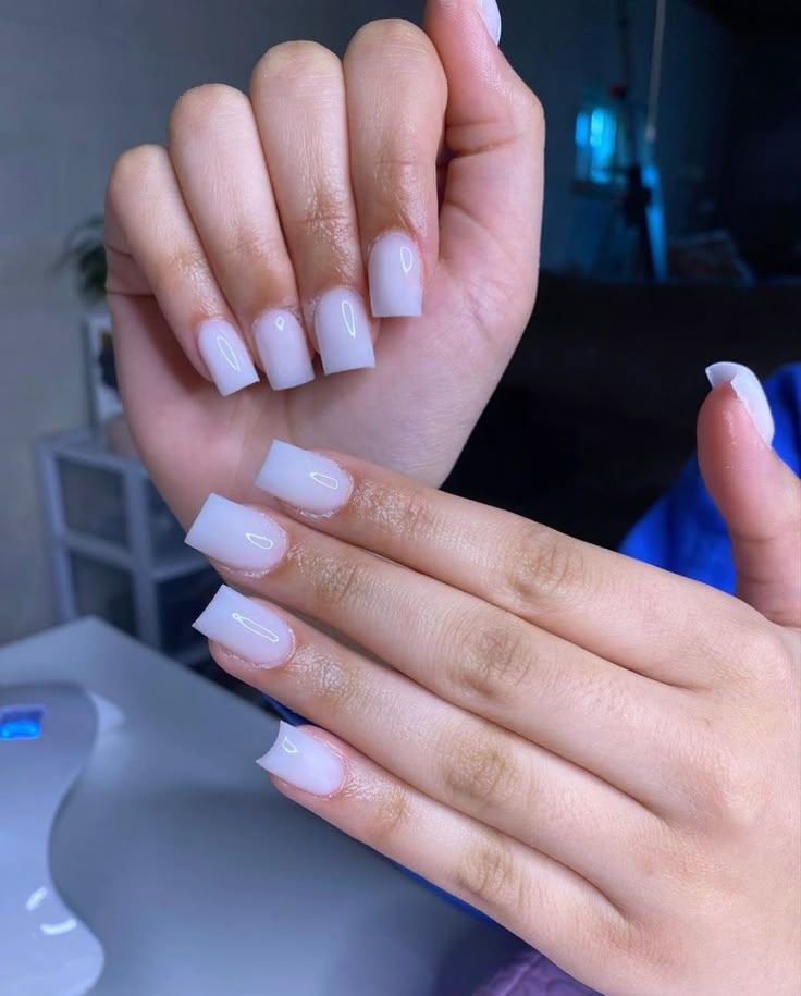 Short Square Milky White Nails, Short White Set Nails, Short Square Overlay Nails, Short White Milky Nails, Milky White Overlay Nails, Short New Mom Nails, Milky White Short Nails Acrylic, Milky White Nails Acrylic Short, Short Acrylic Nails Milky White