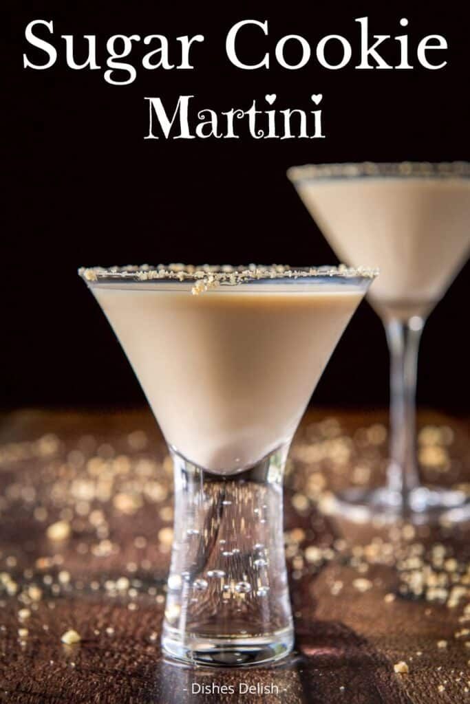 two glasses filled with sugar cookie martinis