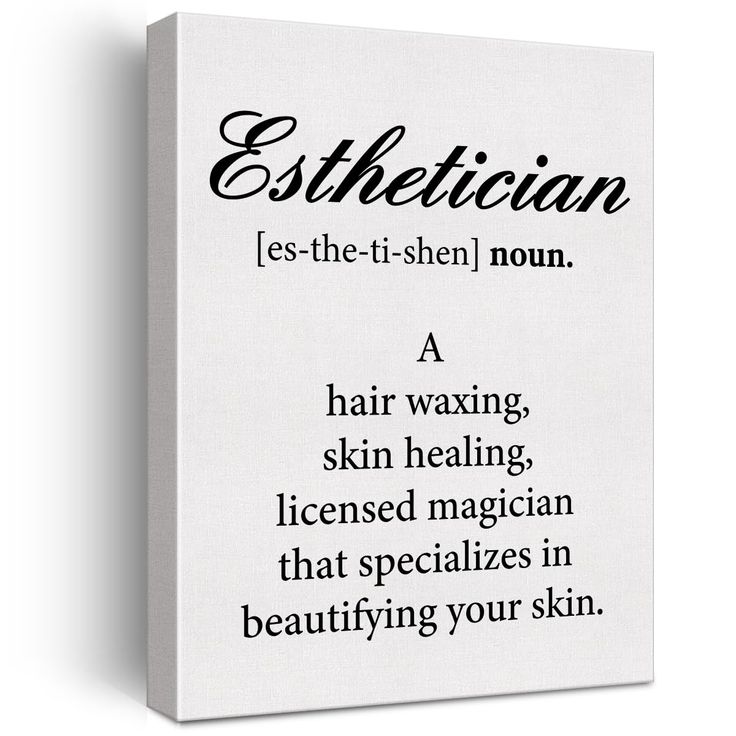 a white canvas with black lettering on it that says,'esthetican les - the