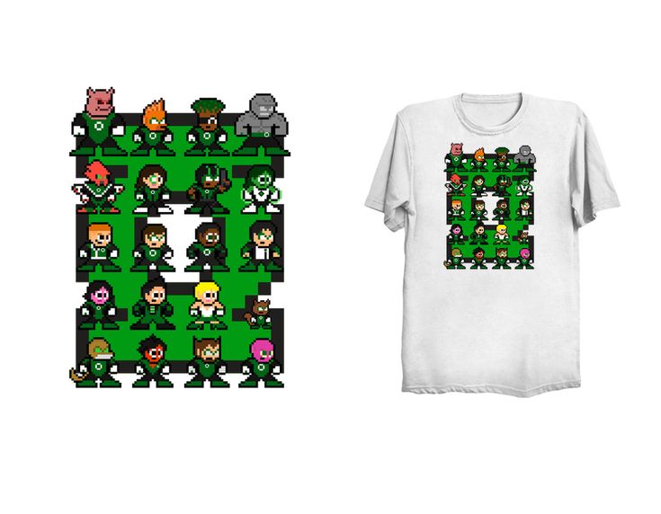 Lantern Corps, Green Lantern Corps, Green Lantern, 8 Bit, Unique Jewellery, Mens Graphic Tshirt, Handmade Gift, Mens Tshirts, Mens Tops