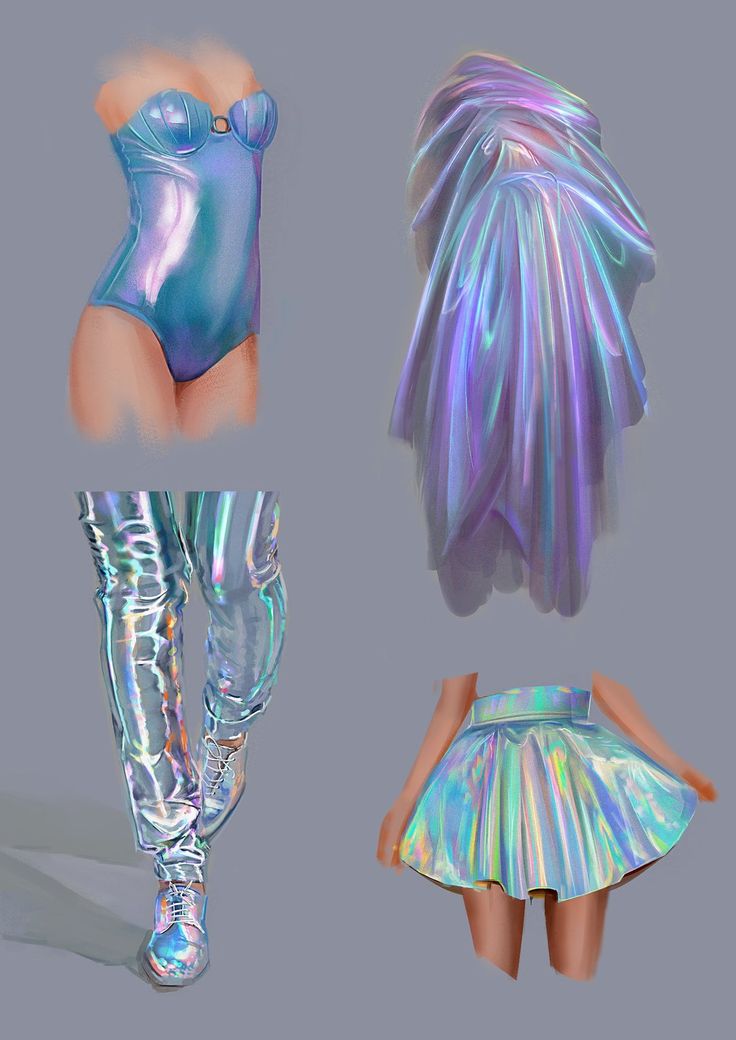 four different images of women's bodysuits and high - heeled boots