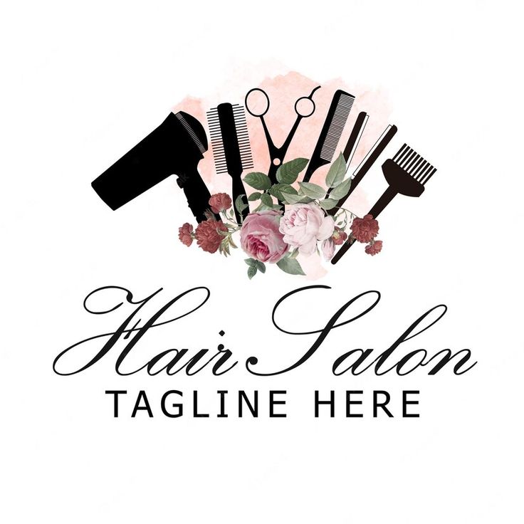 the logo for hair salon with flowers and combs