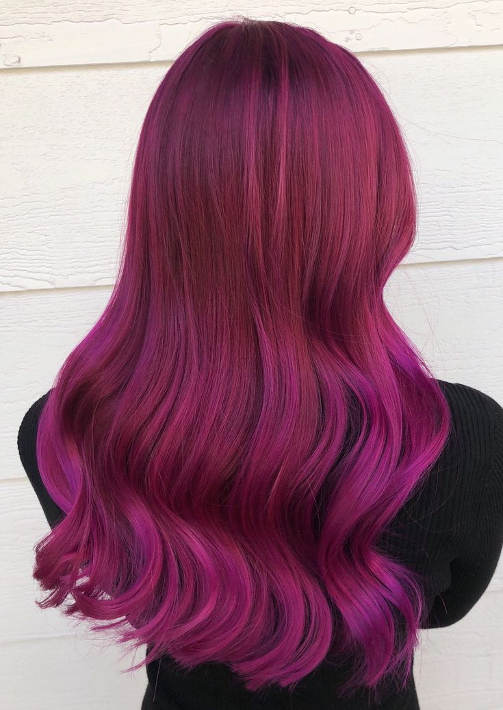 Hair Color On Brown Hair, Color On Brown Hair, Fuchsia Hair Color, Hair Color On Black Hair, Color On Black Hair, Fuschia Hair, Blue Mermaid Hair, Fuchsia Hair, Warm Hair Color