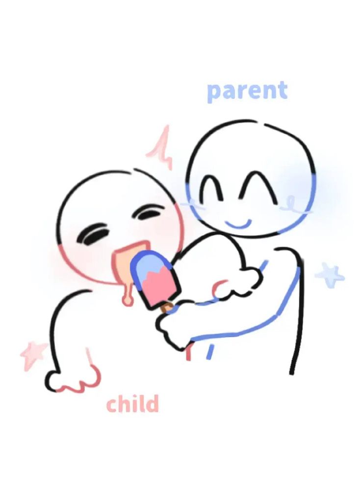 a drawing of a child holding an adult with the words parent and child on it