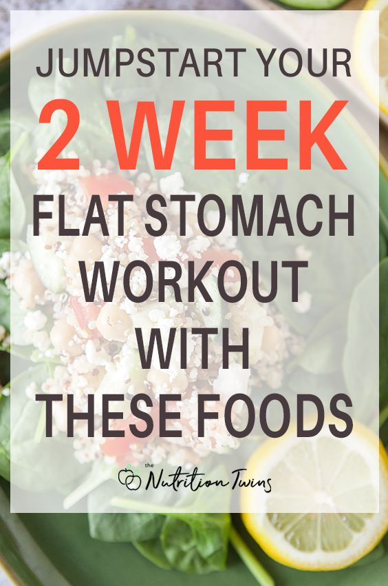 a green plate with spinach, lemons and other vegetables on it that says jumpstart your 2 week flat stomach workout with these foods