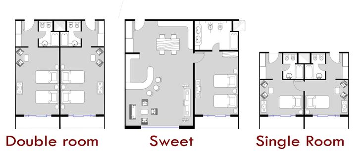 three floor plans with different rooms in each room and one bedroom on the other side