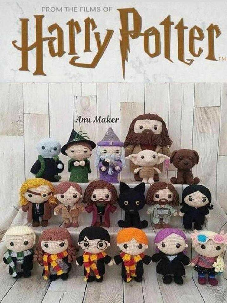 the harry potter doll collection is shown in front of a white background with text that reads,