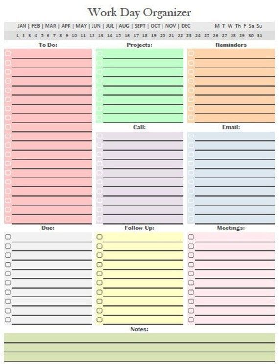 Pin on templates/notion Work Organization Printables, Daily Planner Work, Work Day Organizer, Day Organizer, Daily Planner Book, Daily Work Planner, Daily Planner Printables Free, Daily Routine Planner, To Do Planner