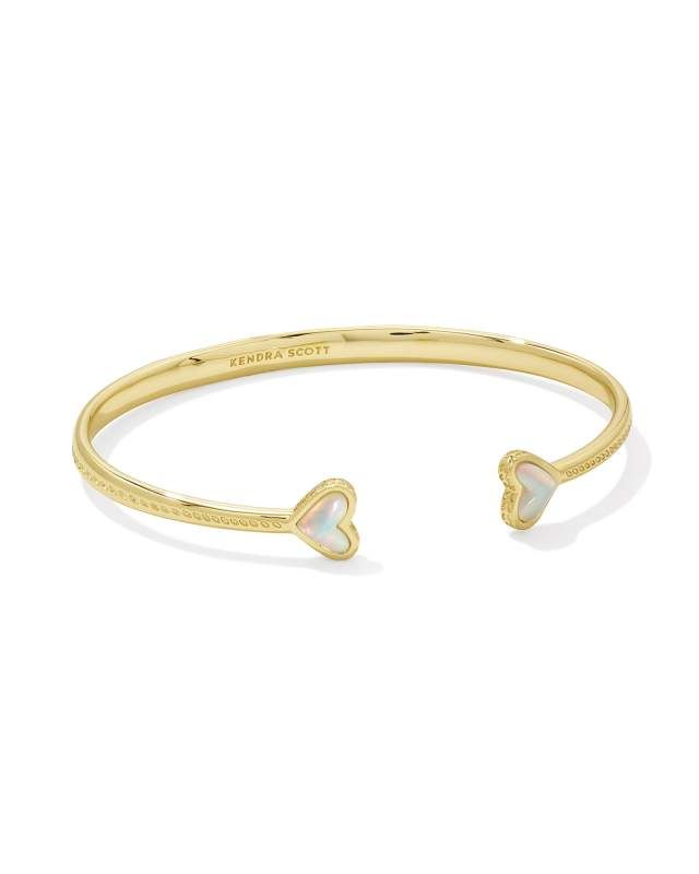 Framed Ari Heart Gold Cuff Bracelet in White Opalescent Drusy | Kendra Scott Kenra Scott Bracelet, Kendra Scott Cuff Bracelet, Heart Stones, Hoof Print, Hermes Bracelet, Gold Cuff Bracelet, Preppy Jewelry, Jewelry Accessories Ideas, Arm Party