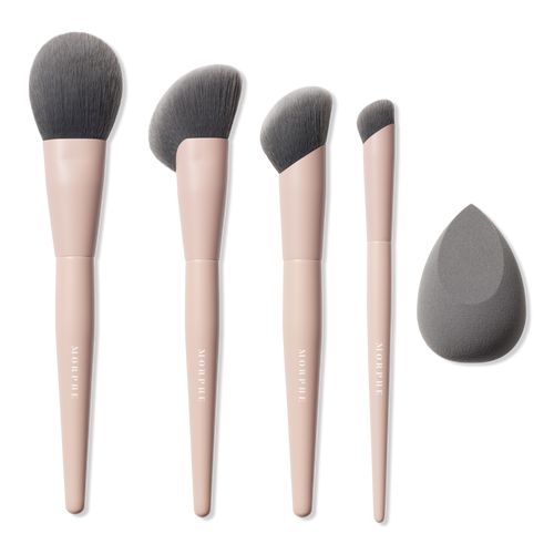 Face Shaping Essentials Bamboo & Charcoal-Infused Face Brush Set - Morphe | Ulta Beauty Makeup Brush Set Sephora, Brush Sets, Cute Makeup Brushes, Make Up Brushes, Makeup Wishlist, Vacation Makeup, Makeup Brush Set Best, Face Brush Set, Clay Bead Necklace