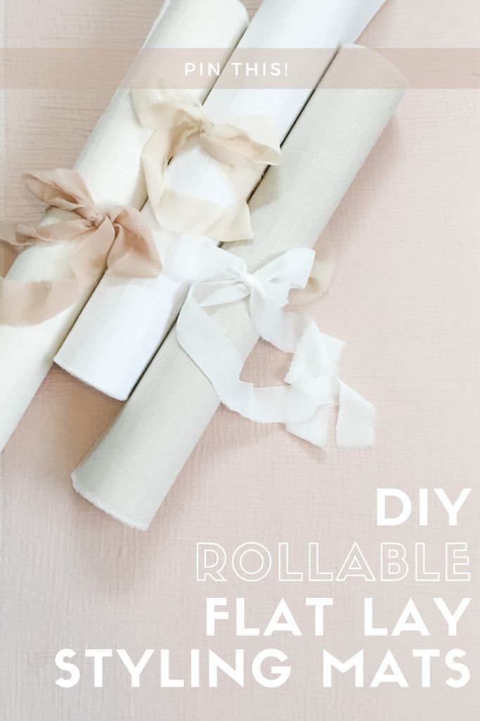 rolled up wrapping paper with bows on top and the text diy rollable flat lay styling mats