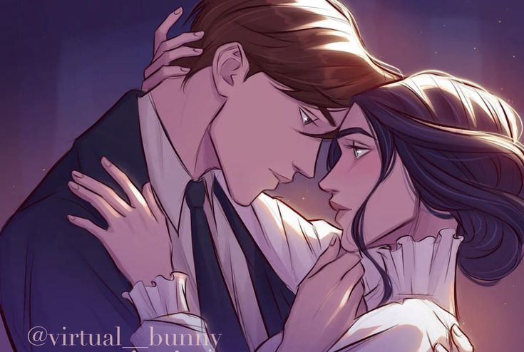 an animated image of two people embracing each other with the caption virtual bunny commission do not use copy or repost