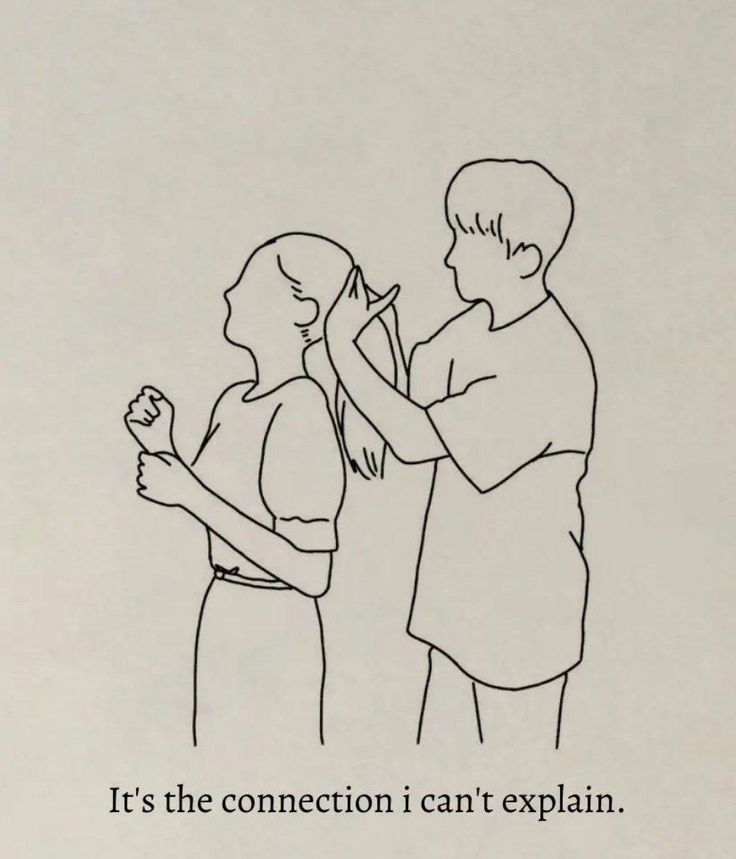 a drawing of two people standing next to each other with the caption it's the connection i can't explain