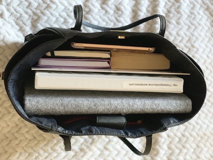 an open book bag with several books in it