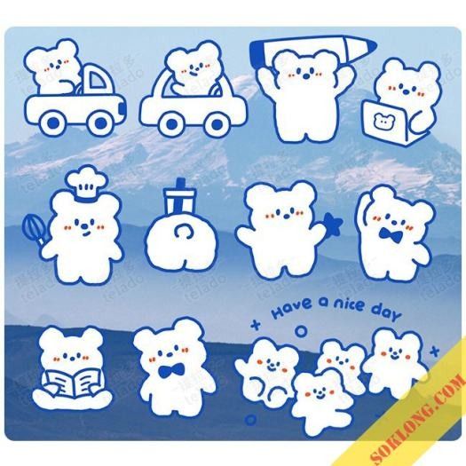 the bear stickers are all different sizes and shapes