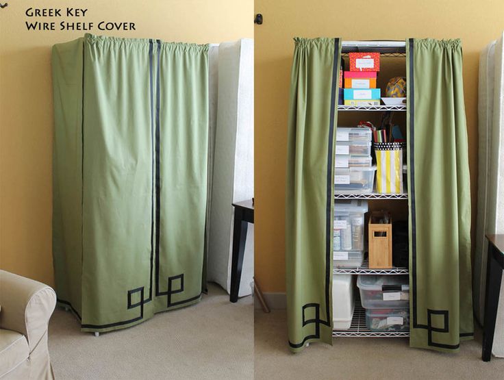 two pictures of the inside of a room with green curtains and shelves full of books