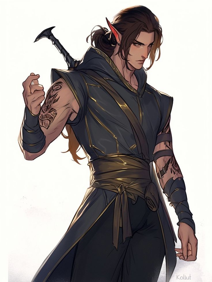 a drawing of a male character holding an ax in one hand and looking at the camera