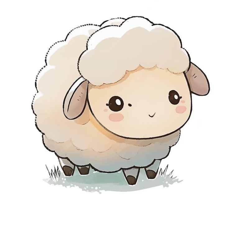 a cartoon sheep is standing in the grass