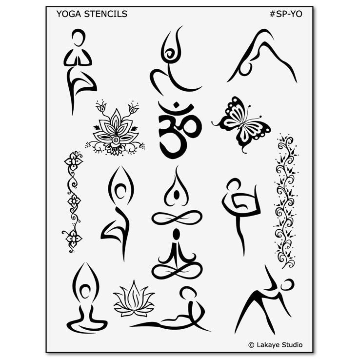 an assortment of yoga symbols framed print