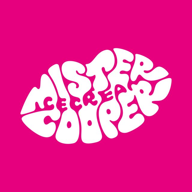 a pink background with white letters that spell out the word'mister cooper'on it