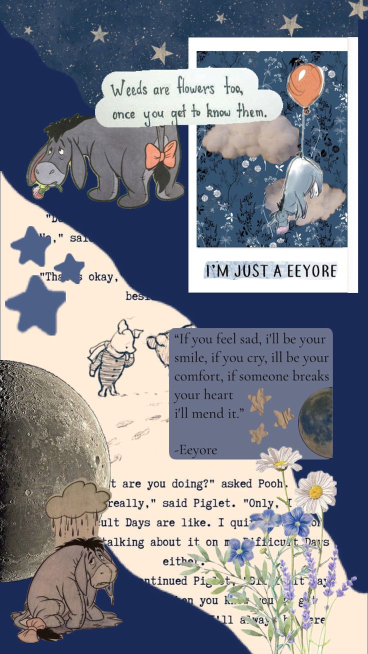 an image of children's book pages with animals and flowers on them, including the title i am just a eyore