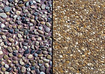 two different colors of rocks and gravel next to each other