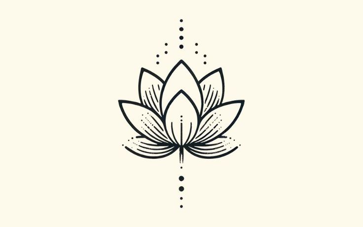 a black and white drawing of a lotus flower