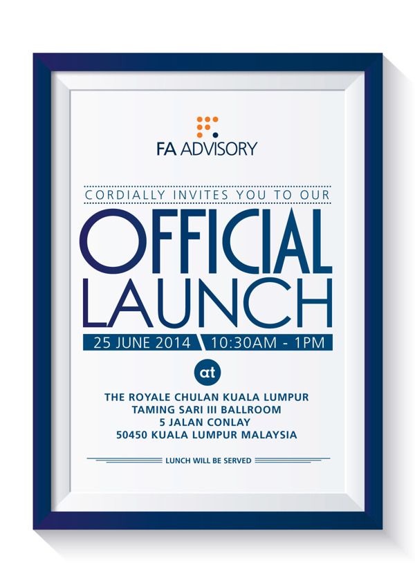 the official launch poster for fa advisory's annual anniversary party, featuring an image of a