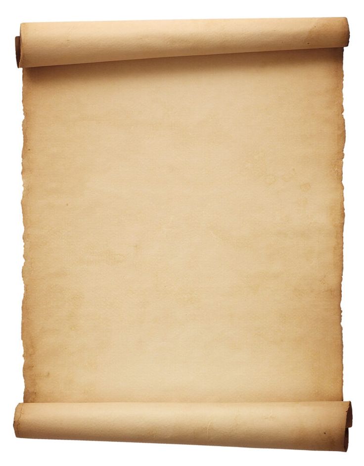 an old parchment paper scroll on a white background