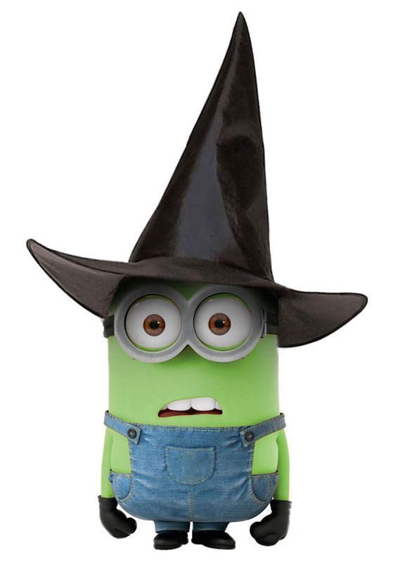 a green minion with a black hat and glasses on it's head, standing in front of a white background