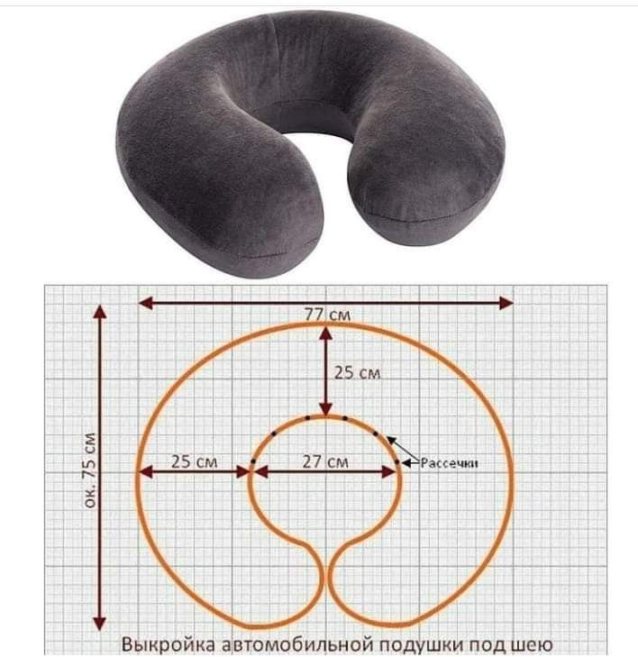 an image of a neck pillow with measurements