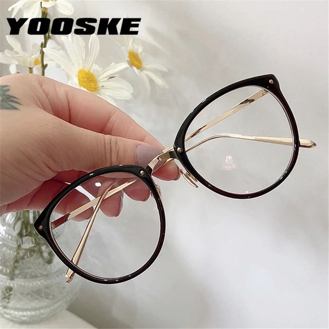 YOOSKE Optical Glasses for Sight Women Men Myopia Round Oversized Eyeglasses Frames Metal Spectacles Clear Glasses with Cloth _ - AliExpress Mobile Spectacles Women, Oversized Eyeglasses, Classy Glasses, Glasses Frames Trendy, Glasses Inspiration, Vintage Glasses Frames, Vintage Cat Eye Glasses, Round Eyewear, Oversized Glasses