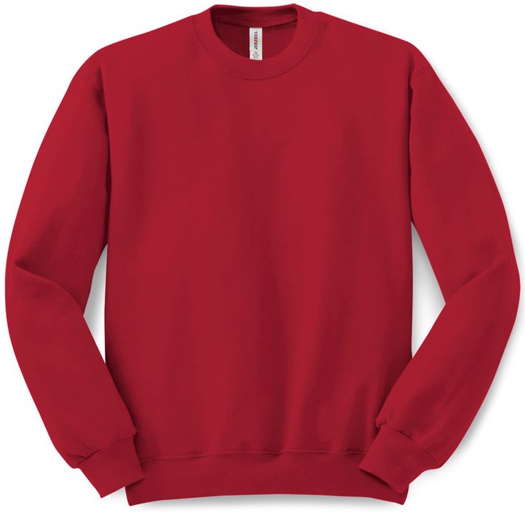 Plain Pullover Crew Neck Sweatshirt (True Red) - B-WEAR SPORTSWEAR Red Cotton Sweats With Ribbed Cuffs, Red Fleece Sweats For Streetwear, Red Relaxed Fit Hoodie With Crew Neck, Red Cotton Sweats For Winter, Basic Fleece Top In Solid Color, Red Crew Neck Sweater With Ribbed Cuffs, Red Sweats With Ribbed Cuffs For Fall, Sporty University Red Crew Neck Sweatshirt, Red Long Sleeve Fleece Sweatshirt