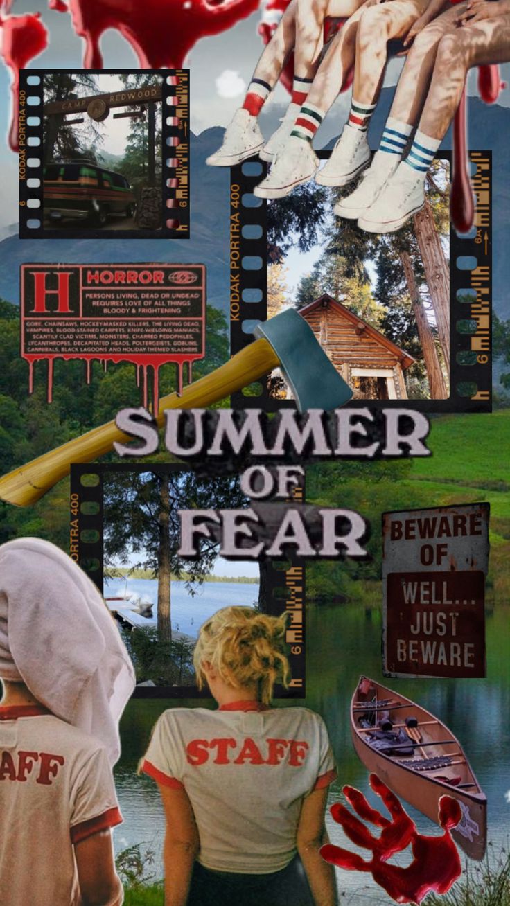 a collage of photos with the words summer of fear on them and images of people