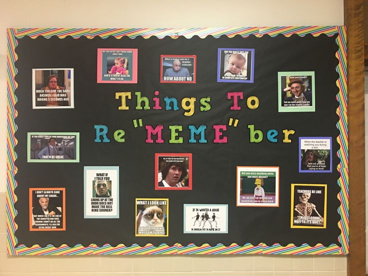 there is a bulletin board with pictures on it that says things to be memeber