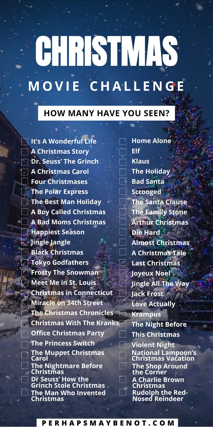 a christmas movie challenge with the words, how many have you seen? and an image of