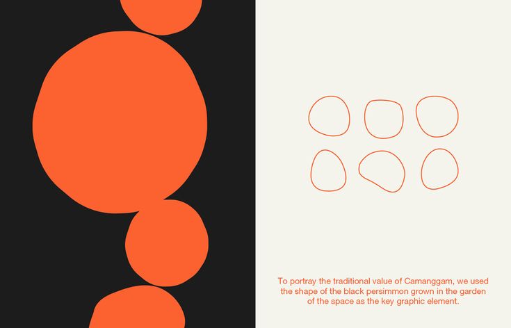 an orange and black poster with circles on it