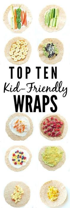 the top ten kid - friendly wraps are made with rice, avocado, and other ingredients