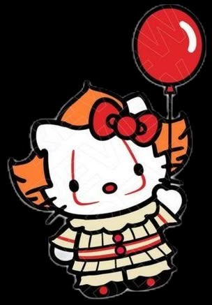 an image of a hello kitty holding a red balloon