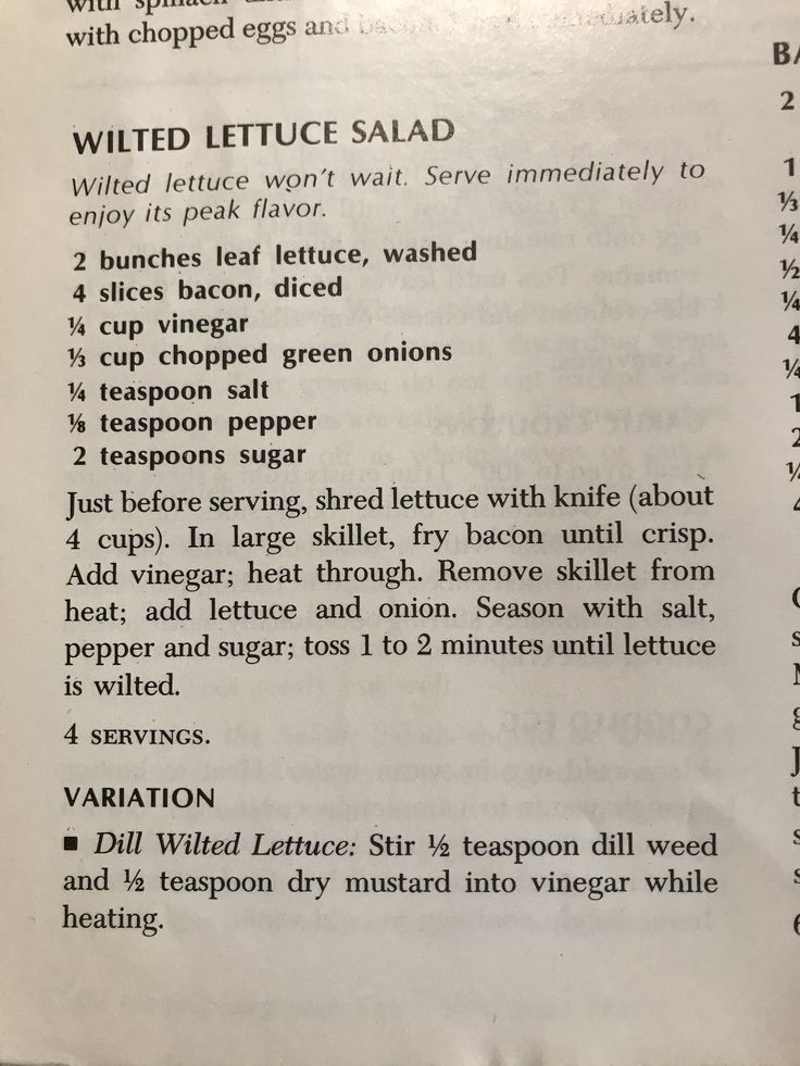 an old recipe book with instructions on how to make salads and what to put in it