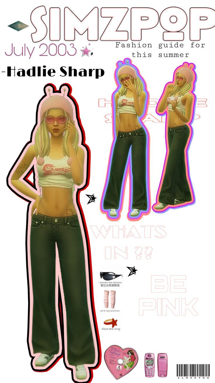 the paper doll is wearing green pants and a crop top with pink trimmings