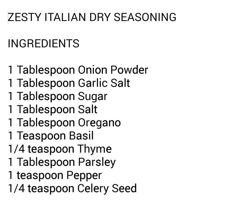 the ingredients for an italian dry seasoning recipe are shown in black and white text