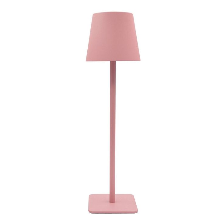 a pink floor lamp on a white background